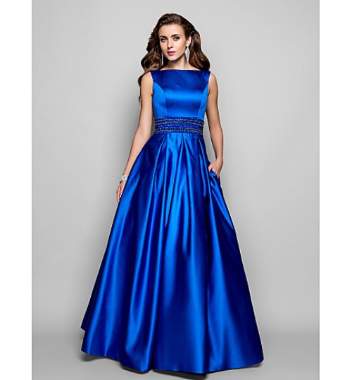 TS Couture? Prom / Formal Evening / Military Ball Dress - Vintage Inspired Plus Size / Petite A-line / Ball Gown Bateau Floor-length Satin with  