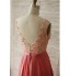 Formal Evening Dress A-line Scoop Court Train Chiffon / Lace with Appliques / Beading / Sash / Ribbon  
