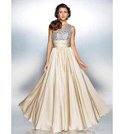 TS Couture? Prom / Formal Evening / Military Ball Dress - Elegant / Sparkle &amp; Shine Plus Size / Petite Sheath / Column One Shoulder Floor-length Satin  