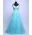 Cocktail Party / Formal Evening Dress A-line V-neck Sweep / Brush Train Tulle with Beading / Lace / Sequins  