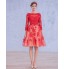 Cocktail Party Dress A-line Bateau Knee-length Satin / Tulle with Appliques / Sash / Ribbon  