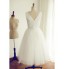 Cocktail Party Dress A-line Bateau Tea-length Tulle / Sequined with Sequins  