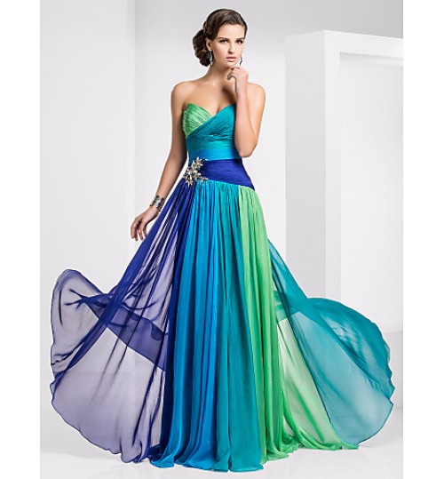 TS Couture? Prom / Formal Evening / Military Ball Dress - Color Gradient Plus Size / Petite A-line Strapless / Sweetheart Floor-length Chiffon  